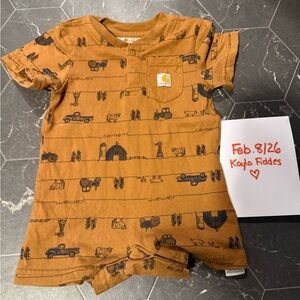 Carhartt Tan Farm Print Baby Romper